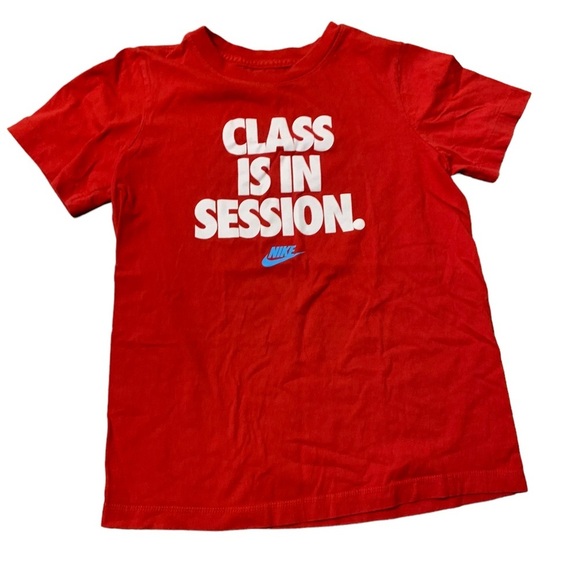 Nike | The Nike Tee ShirtBoys Size M Medium Red “Class is in Session” - Picture 4 of 6